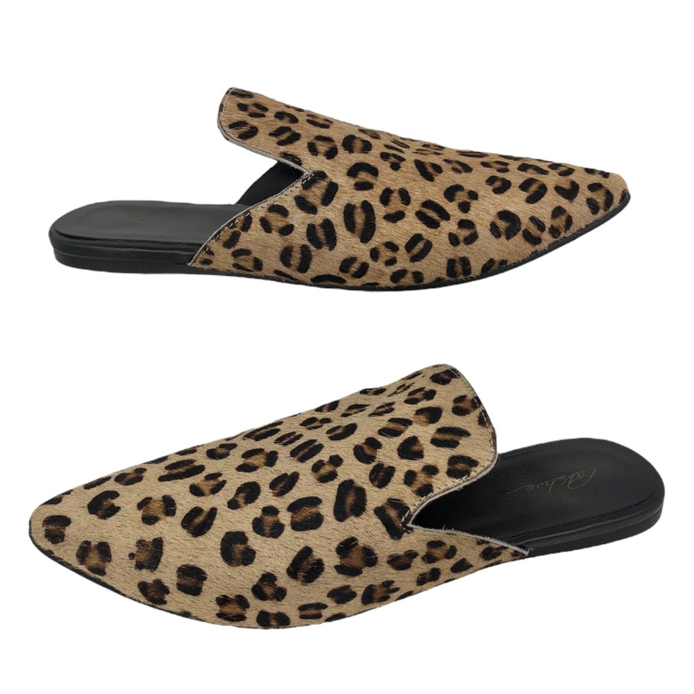 Park Lane Leopard Calf Fur Pointed Mules